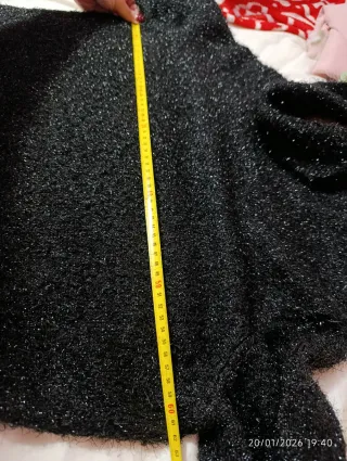 Vestido o jersey largo Negro Brillante Cuello Alto