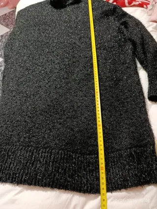 Vestido o jersey largo Negro Brillante Cuello Alto