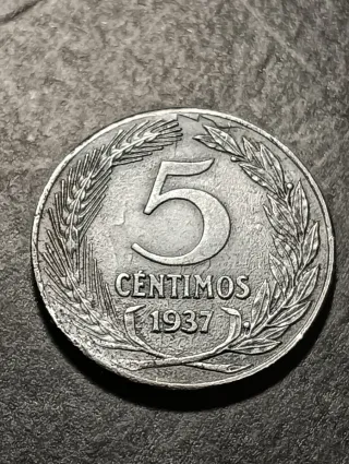 Moneda 5 céntimos República Española 1937