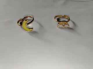 Anillos ajustables con diseño de luna y arcoíris