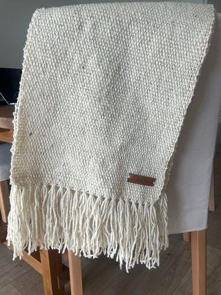 Camino de mesa tejido lana natural