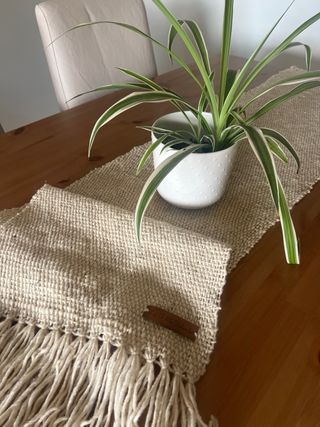 Camino de mesa tejido lana natural