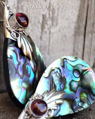 Pendientes Plata Ley 925 Abalon y Amatista 6