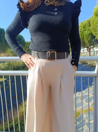 Pantalón palazzo beige