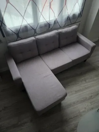 Sofá chaise longue gris 3 plazas