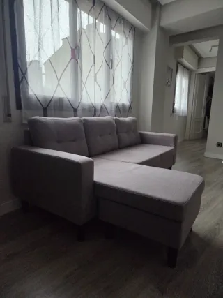 Sofá chaise longue gris 3 plazas