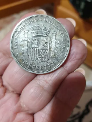 Moneda 5 Pesetas Plata Ley 1870