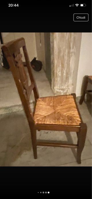 Sedie vintage in legno con seduta in paglia