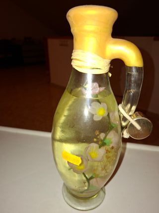 Jarra cristal decorada flores dorada