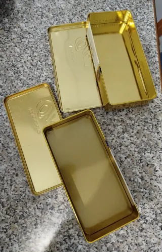 Lote 2 Cajas Metálicas Doradas El Almendro