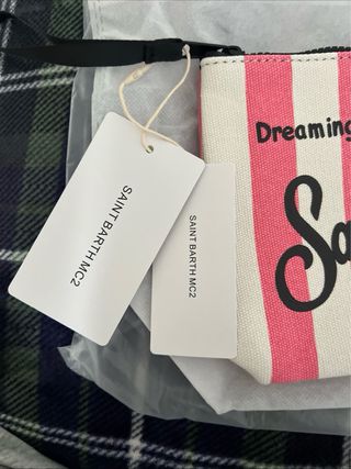 Pochette MC2 Saint Barth righe rosa e bianche