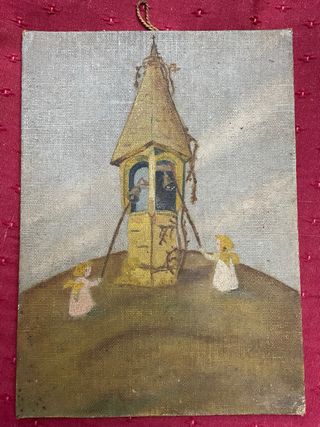 Curioso óleo antiguo sobre lienzo