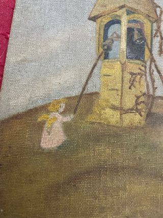 Curioso óleo antiguo sobre lienzo