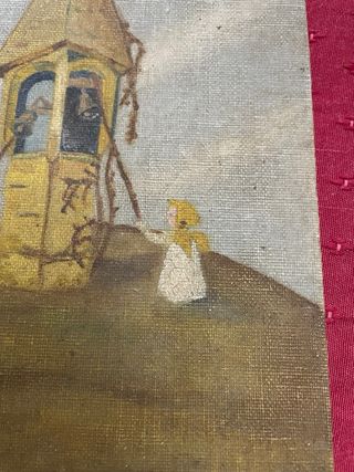 Curioso óleo antiguo sobre lienzo