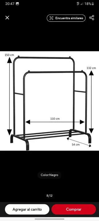 Perchero Burro Doble Metálico Negro
