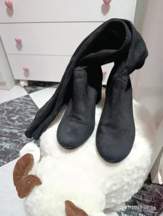 Botas altas tela mujer negras