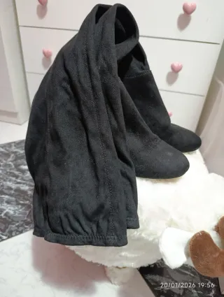 Botas altas tela mujer negras