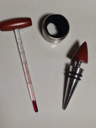 Termómetro para vino, tapón y argolla