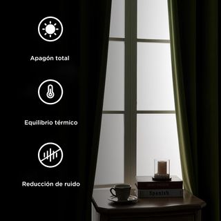 Cortinas opacas terciopelo verde Joydeco 132x260cm