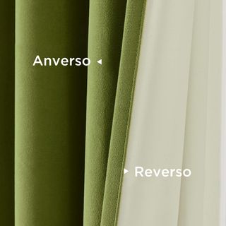 Cortinas opacas terciopelo verde Joydeco 132x260cm