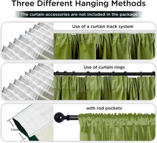 Cortinas opacas terciopelo verde Joydeco 132x260cm