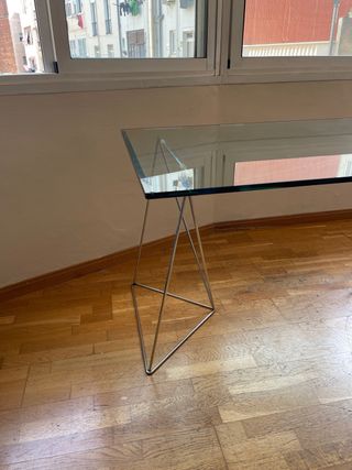Mesa cristal 140x90 patas metal