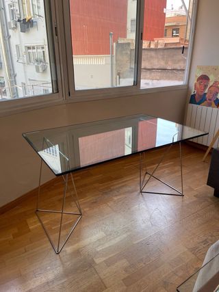 Mesa cristal 140x90 patas metal
