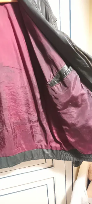 Chaqueta de cuero negra para hombre