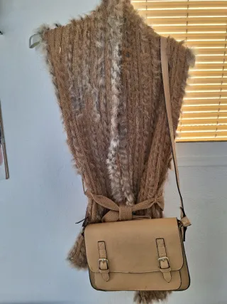 Chaleco y Bolso Beige/Marrón Talla Única