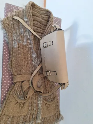 Chaleco y Bolso Beige/Marrón Talla Única