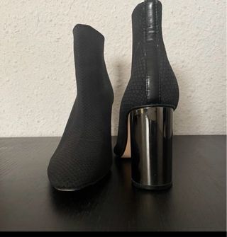 Botines Tacón Metálico Mujer Negros