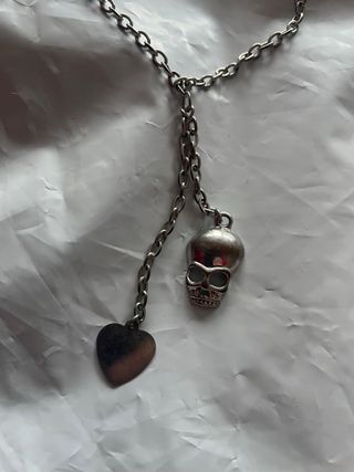 Collar Cadena Calavera Corazón