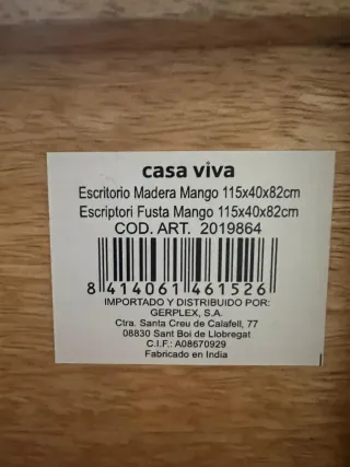 Consola / escritorio de madera con patas metálicas