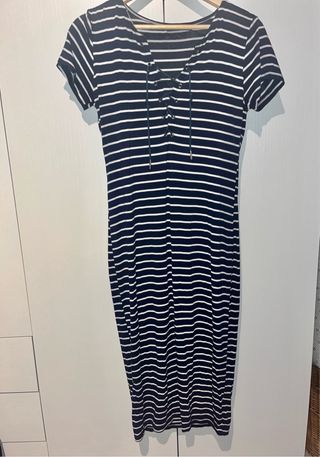 Vestido largo rayas blanco y azul