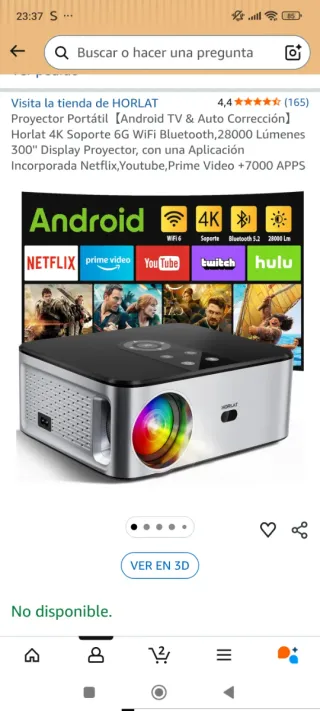 Proyector Portátil Horlat Plata/Negro