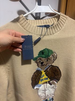 Jersey Polo Ralph Lauren Oso Marrón Beige Nuevo