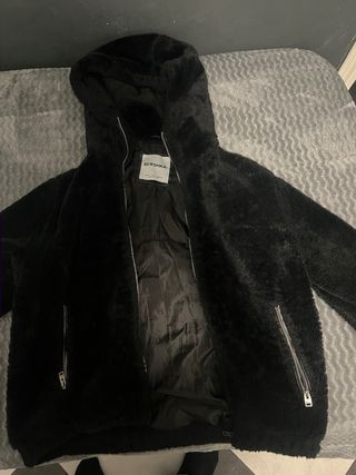 Bershka Chaquetón Pelo Negro Talla M