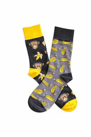Calcetines unisex talla única con bananas y monos