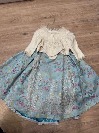 Vestido Fallera Blanco y Azul