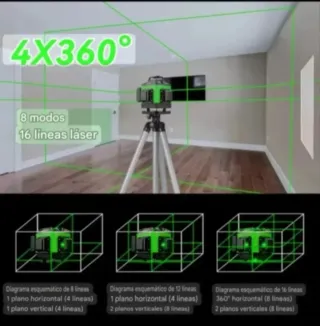 Nivel Láser 4D 16 Líneas Trípode Accesorios