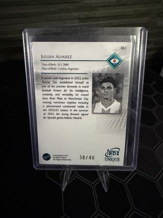 Carta collezionabile di Julián Álvarez 38/40 Futera Argentina