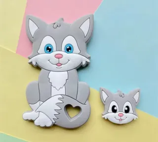 Mordedores de silicona temática felina