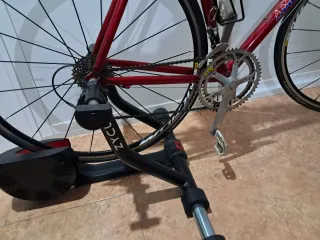 Bicicleta urbana fixie y rodillo