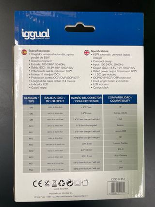 Cargador Universal Iggual 65W CUA-11T-65W