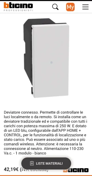 Bticino JW4003C Pulsante LED 100-240V