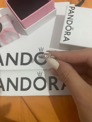 Anillo Pandora Corazón Rosa Promesa