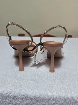 Sandalias Zara Tacón Transparente Brillantes