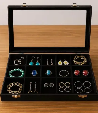 Expositor Joyas 24 Compartimentos Tapa Cristal