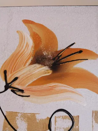 Cuadro pintado a mano flores y jarrón