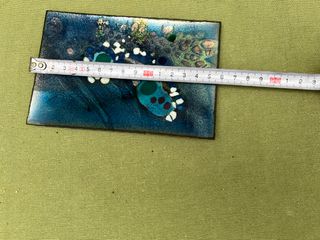 Placa-Arte Esmalte Cobre MCM Abstracto Azul Verde